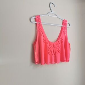 Pink Swimsuit Cover/ Crop Top